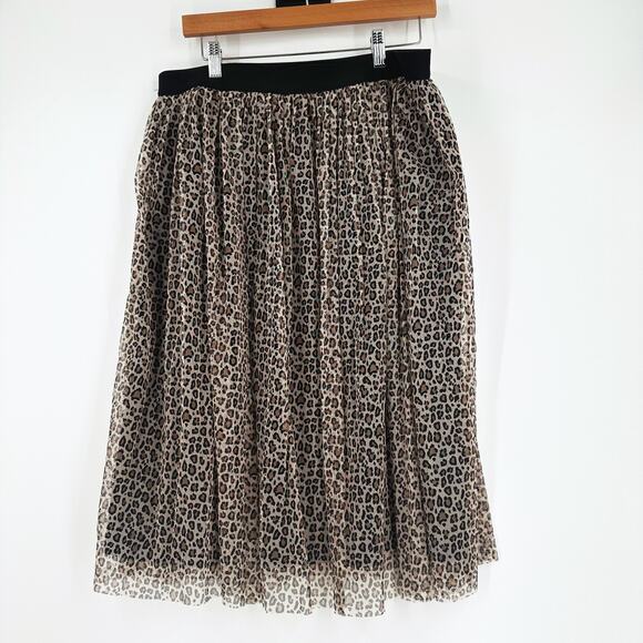 a new day Dresses & Skirts - A New Day Cheetah Print Mesh Midi Skirt Large Retro 90s Rockabilly Pin Up Flowy